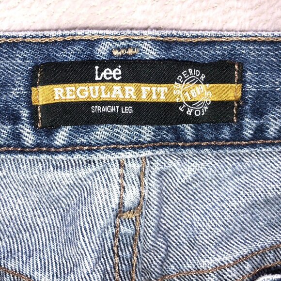 Lee Mens Jeans Size 34x30 Regular Fit Mens Straight Leg Cotton Blue Denim Casual - Picture 9 of 16